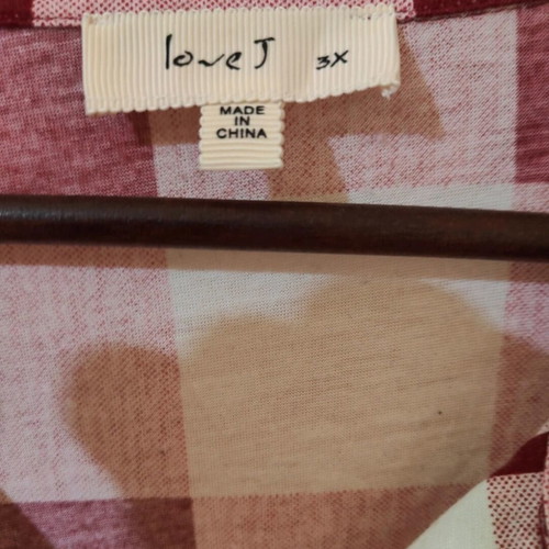 Love J checked shirt, size 3XL, burgundy white pink