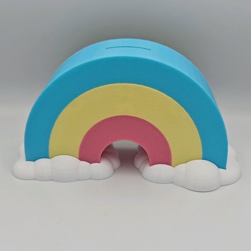 Rainbow piggy bank new, 3d printed from esun pla pastel