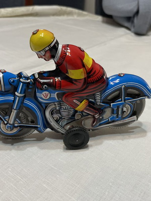 Motorcyclist tin toy like new, made in West Germany