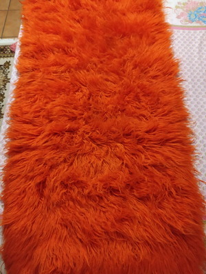 Runner rug new with long pile orange 0.80x2.50