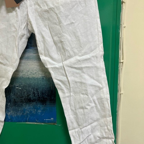 Boss men's pants white 100% linen new slim fit size 48 small