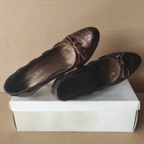 Si Bolleti pumps used brown bronze with croc pattern size 37