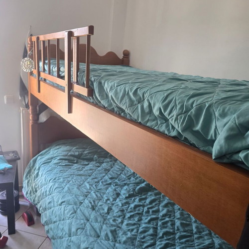 Wooden bunk bed with mattresses used, semi-double 90×220