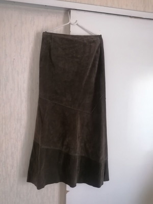 Ashley Brooke vintage leather maxi skirt new, suede, oil color