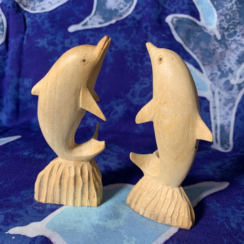 Wooden dolphin decorative set handmade, new, pack of two