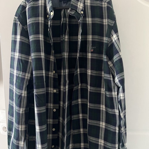 Gant shirt large plaid dark green white blue like new