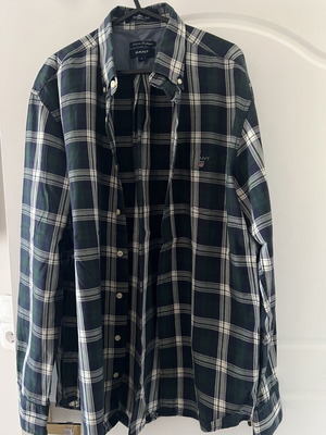 Gant shirt large plaid dark green white blue like new
