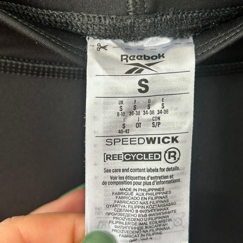 Reebok Speedwick black printed sports leggings, size S