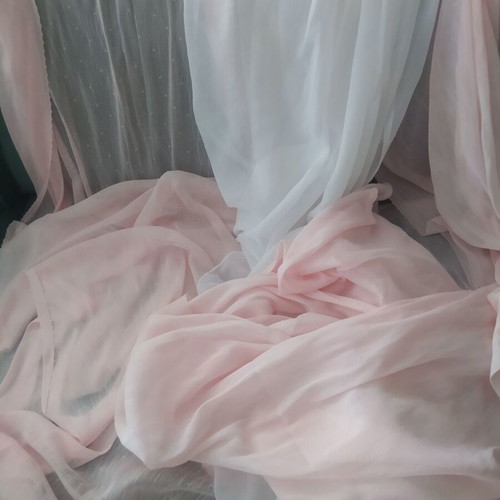 Curtains for Girl's Room like new, white center and pink edges