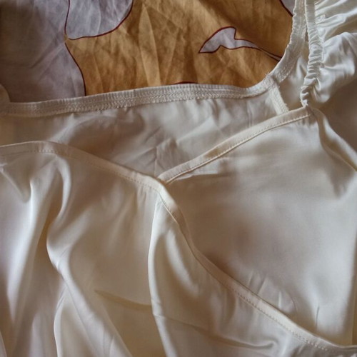 Shein satin cream blouse with back tie