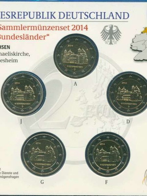 SAC Germany 2 Euro 2014 A-D-F-G-J UNC Lower Saxony blister new