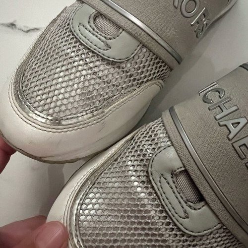 Michael Kors women's silver sports shoes used, size 38