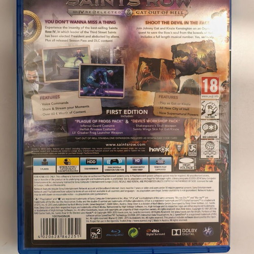 PlayStation 4 Saints Row IV Re-Elected & Gat Out Of Hell game like new