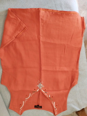 Linen women's sleeveless blouse used, orange, size 2