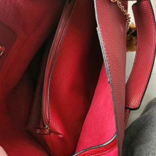 Anna Grace leather handbag new, burgundy
