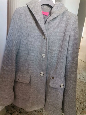 Lynne women's coat used, grey-mouse color, size Large with hood