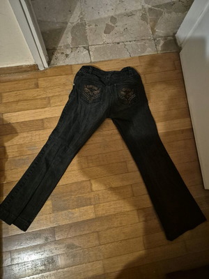 Morgan denim pants used with rock details and rhinestones
