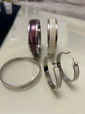 Dyrberg/Kern bracelet and hoop set like new, white