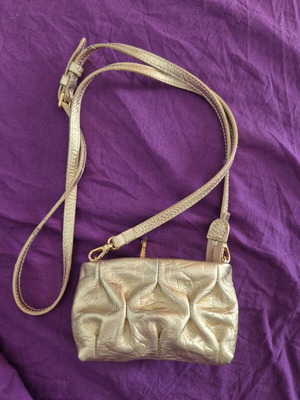 Coccinelle Mini Leather Shoulder Bag New, Gold