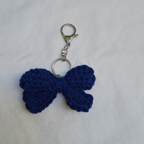 Charms keychain handmade blue soft yarn decoration
