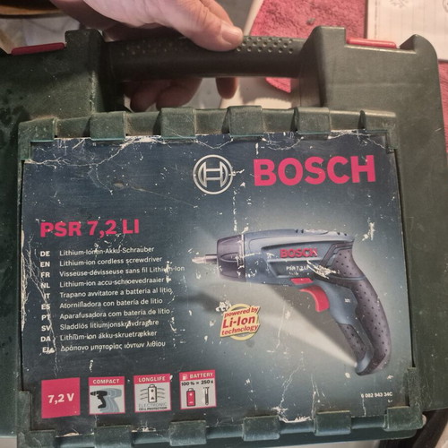 Bosch PSR 7,2 LI Rechargeable Cordless Drill used with Charging Base and Case