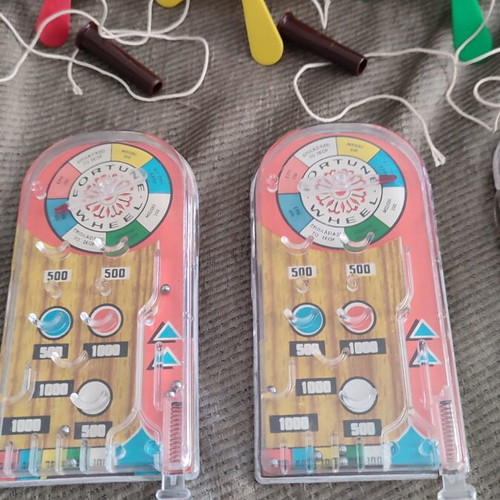 Vintage Fortune Wheel pinball toys collection 80s, 6 pieces with helicopters and extras