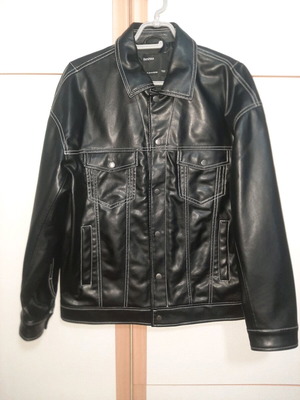 Bershka men's faux leather jacket like new, black size S