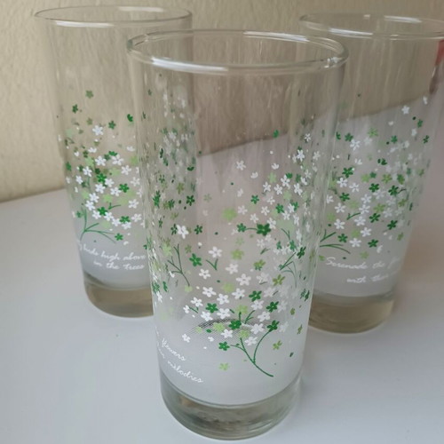 SET OF 3 WATER GLASSES WITH FLOWERS