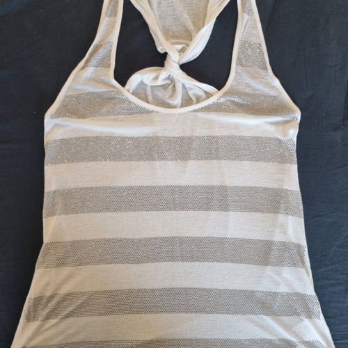 Pinko top with rhinestones, size M, like new, white and silver