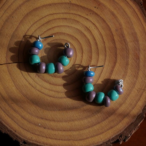 Handmade earrings with beads new in pastel colors