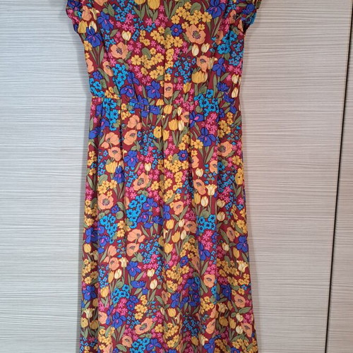 Shein dress with floral pattern, brown multicolor, size S