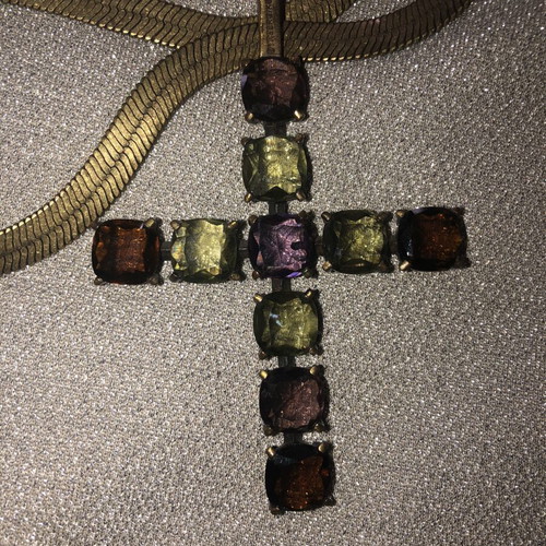Dyrberg/Kern Vintage Statement Necklace Cross with Crystals