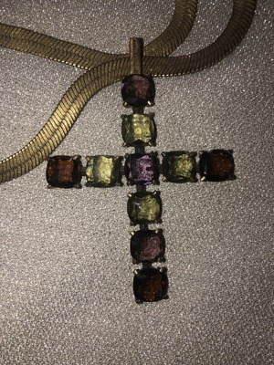 Dyrberg/Kern Vintage Statement Necklace Cross with Crystals