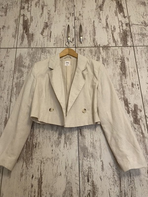 Sinsay Cropped Linen Blazer Beige, size S