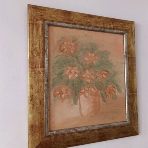 Painting used, signed, framed 46x43 cm