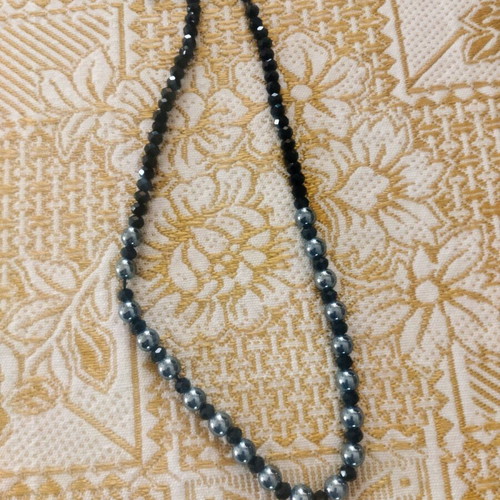 Handmade necklace new with gray and blue beads