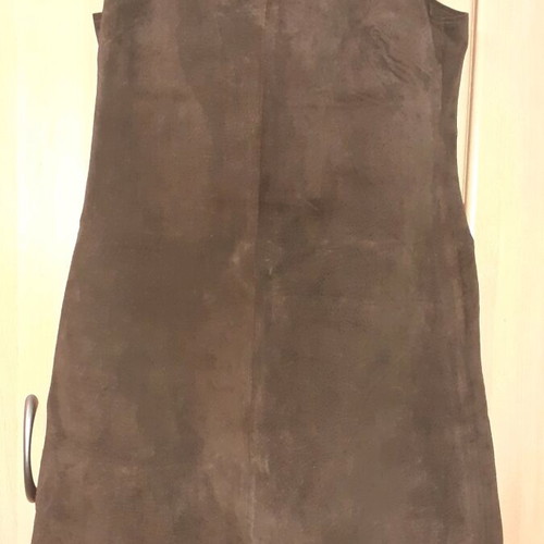 Leather dress used, brown, size S, suede with zipper
