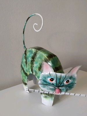 Vintage metal cat Metalokosmos used, handmade