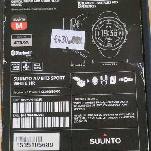 Suunto Ambit3 Sport White HR smartwatch like new