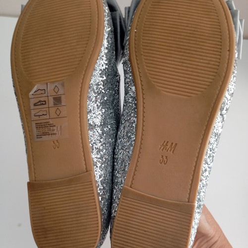 H&M ballerina shoes for girls size 33 like new, silver