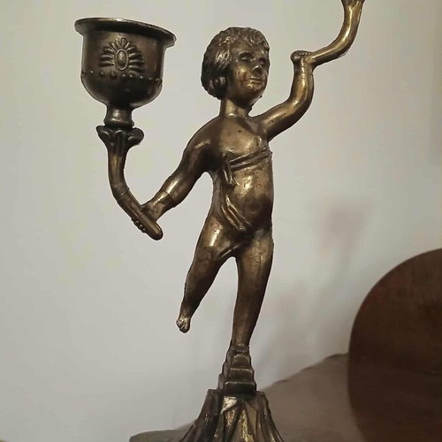 Candlestick 2-Holder with Child Figure like new