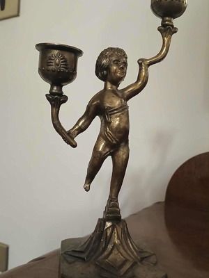 Candlestick 2-Holder with Child Figure like new