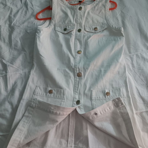 Divided H&M white jean dress small, like new