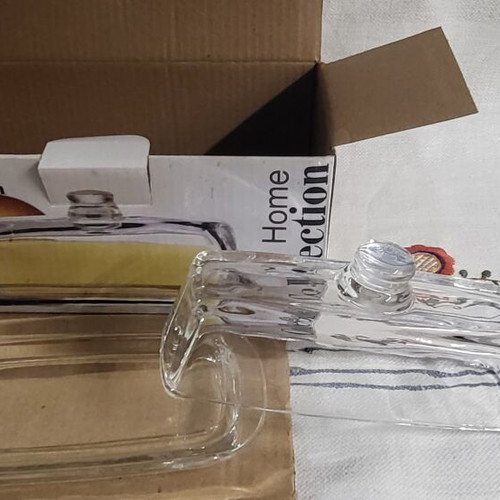 Glass butter dish new in box