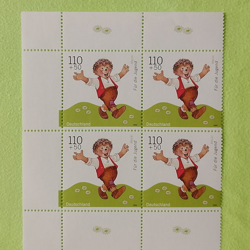 German stamps 1999 with Bonn first day cover cancellation, 5 mint blocks
