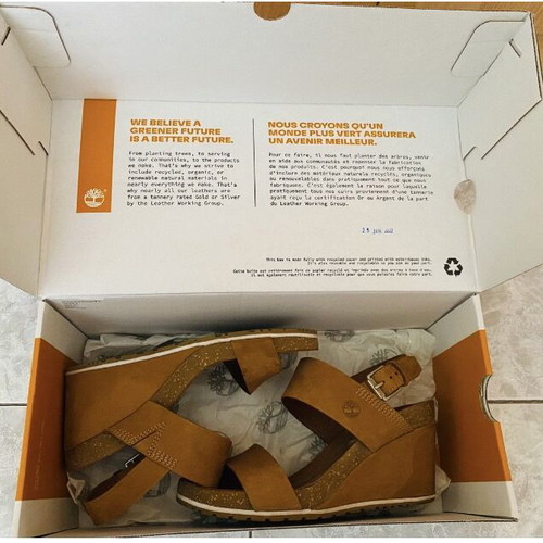 Timberland leather platform sandals used, brown tan color, size 37