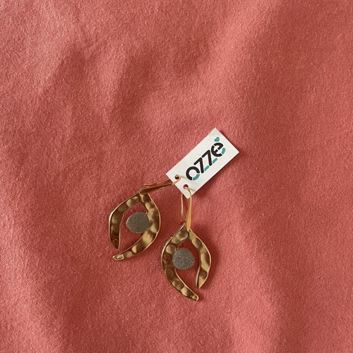 Ozze earrings new with tags, gold and grey modern design