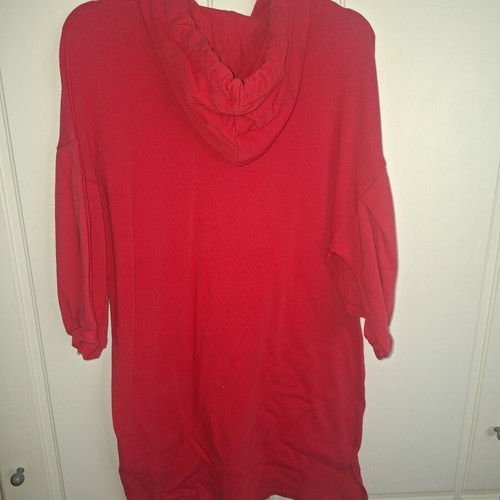 Mini sweatshirt dress with hood like new, red