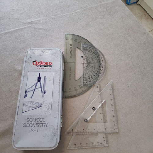 Protractor and stencil set, large and small
