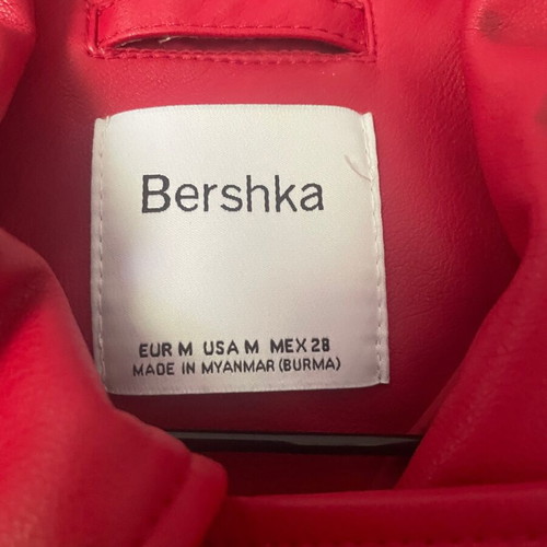 Bershka leather jacket used, red, size M